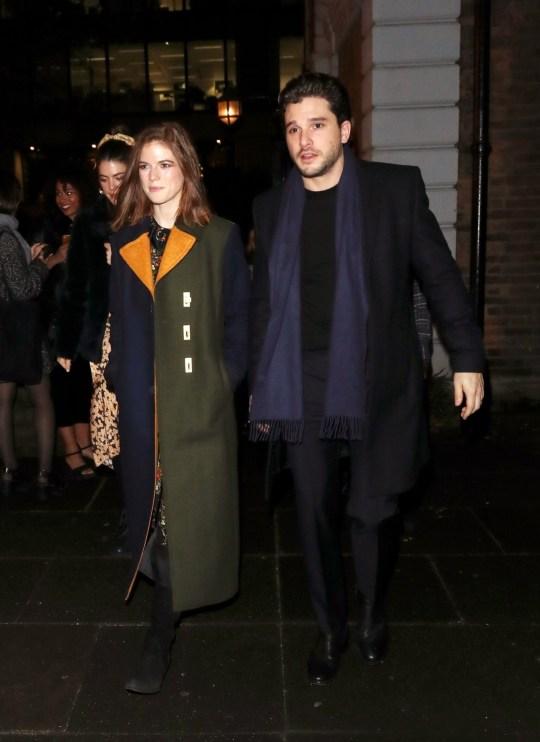 Kit Harington and Rose Leslie leave MS Society's Carols by Candlelight St. boltolph-Without-Bishopsgate in Bishopsgate. 