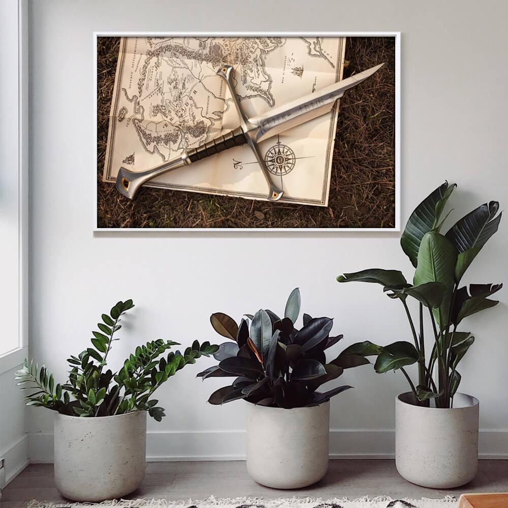 Lord of The Rings Narsil Longsword Middle Earth Map Wall Art Poster