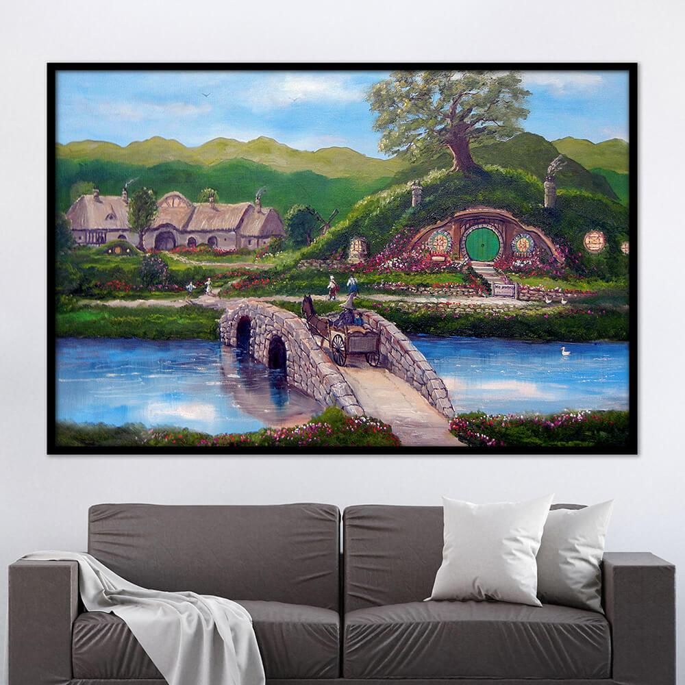 Lord of The Rings The Shire Landscape Painting Wall Art Poster Print