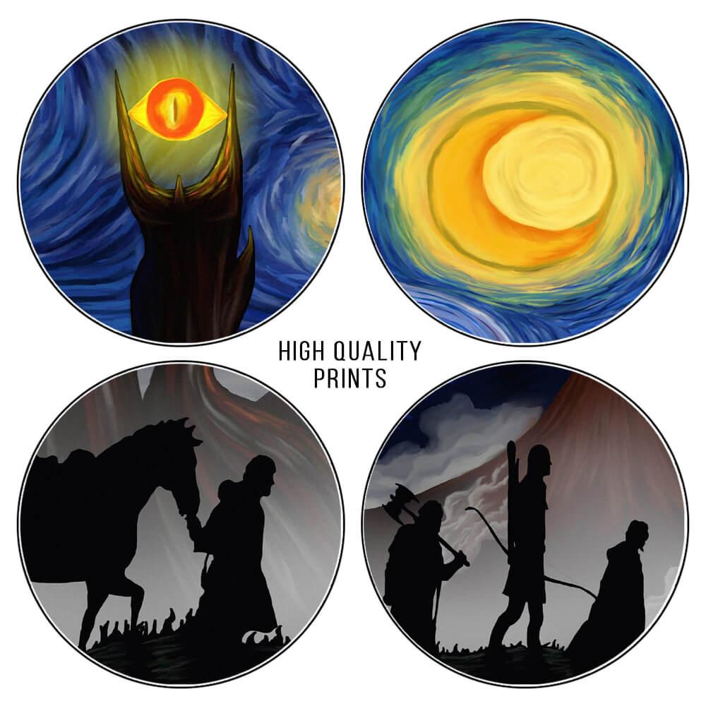 Lord of The Rings Fellowship Starry Night Painting Wall Art Poster